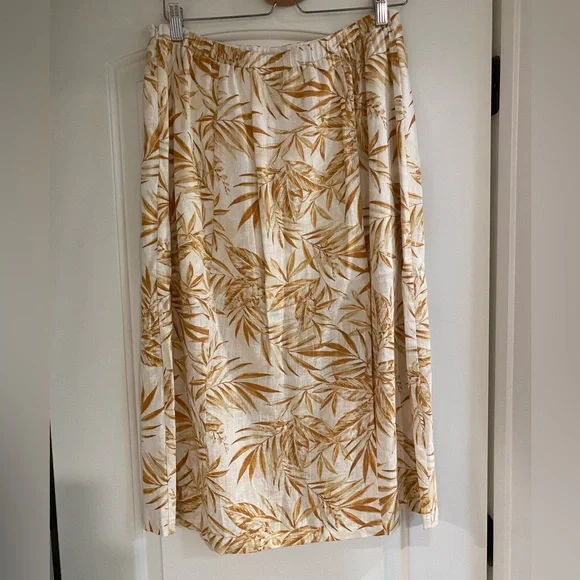 Lost & Wander Linen Blend Midi Skirt Tropical Print - Picture 6 of 12